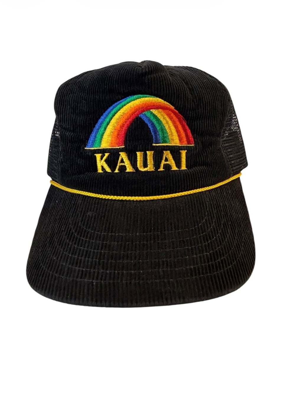 Vintage Kauai Rainbow Corduroy Mesh Snapback Hat